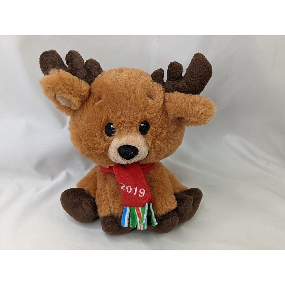 American Greetings Deer‎ Plush 8 Inch 2019 Christmas Scarf Stuffed Animal Toy